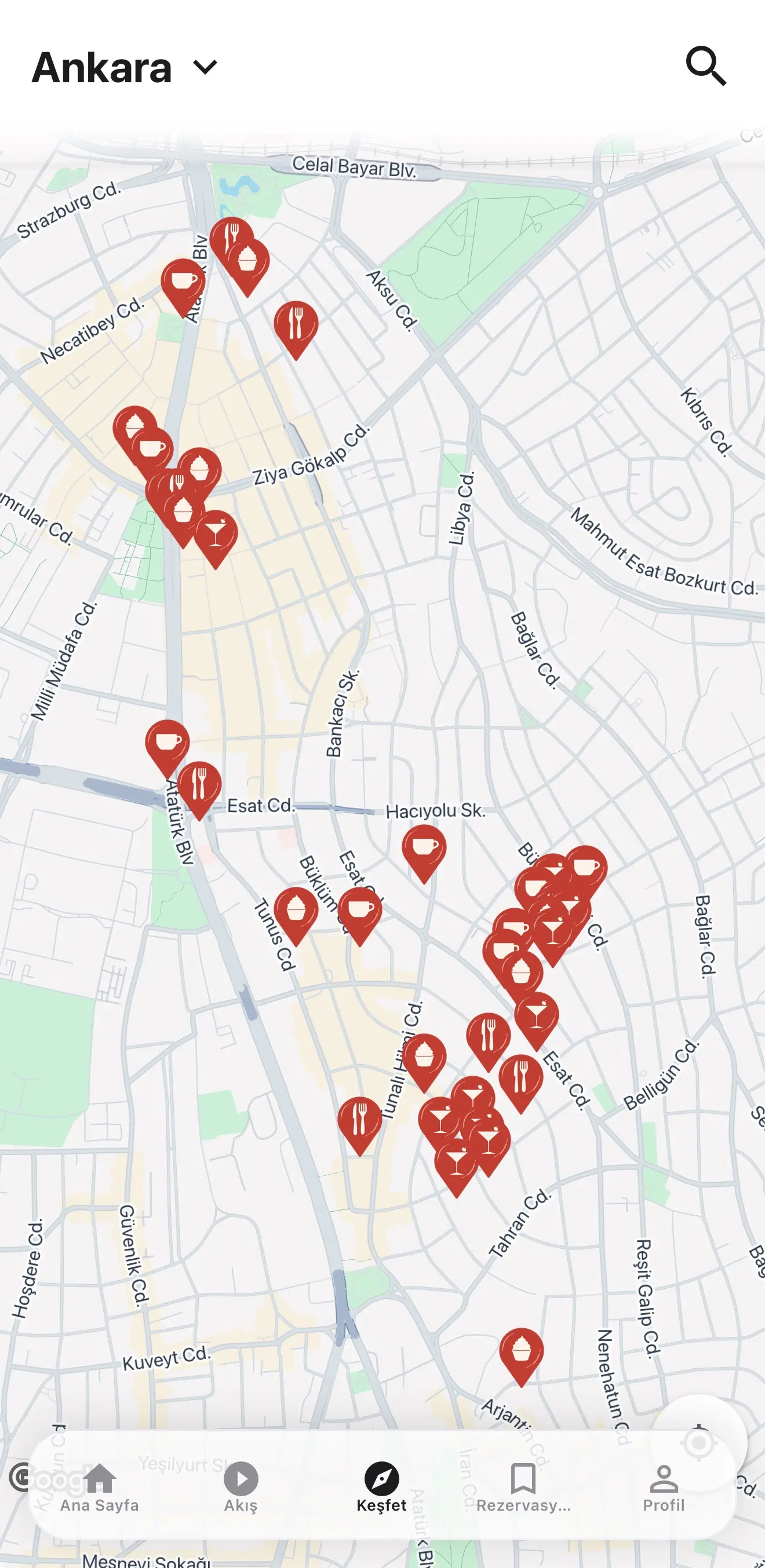 İyiYe uygulaması harita ekranı